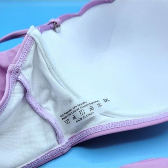 🔥 Purple Blue Ombre Mermaid Shell Plus Sz. Bikini Top 👙 🧜♀️ SHEIN - Picture 8 of 10